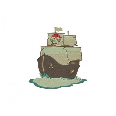 Pirate Ship Embroidery Design