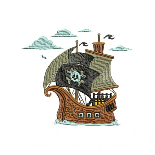 Pirate Ship Machine Embroidery Design