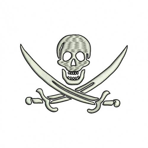 Pirate Skull Applique Machine Embroidery Design