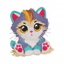 Playful Multicolor Cat Embroidery Design Playful Multicolor Cat Embroidery Design
