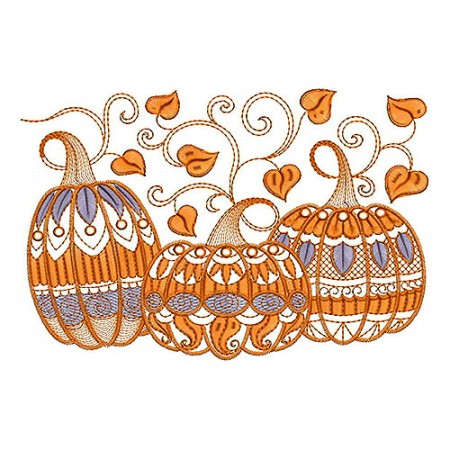 Pumpkin Style Applique Embroidery Design 24797