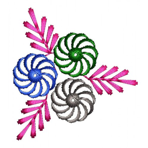 Triangle Shape Daisy flower Mandala Embroidery Design