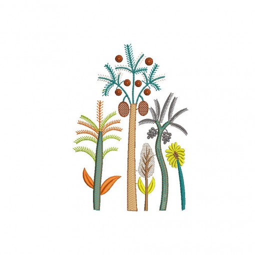  Realistic Mini Coconut Tree Embroidery Design (9 Colors, 18.1cm x 12.5cm)