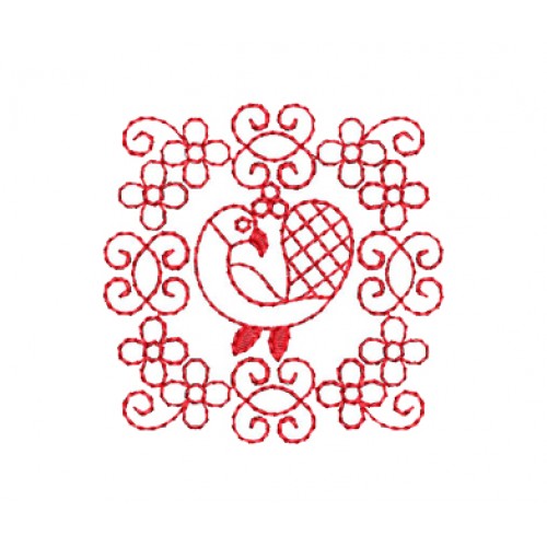 Redwork Peacock Embroidery Design