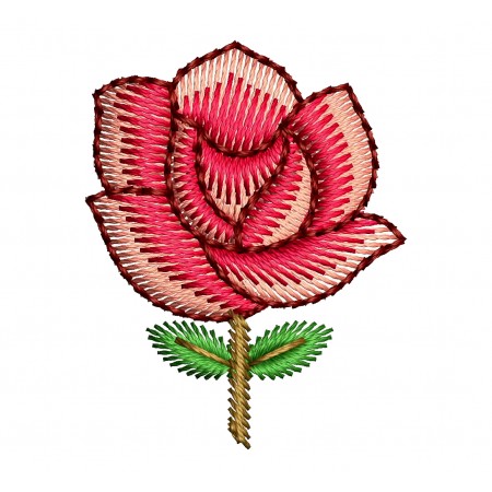 Simple Red Rose Embroidery Design
