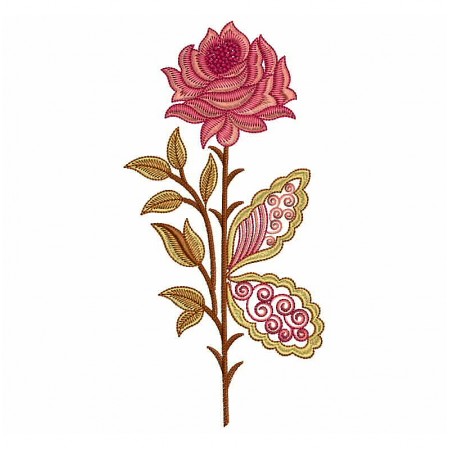 Single Rose Embroidery Design