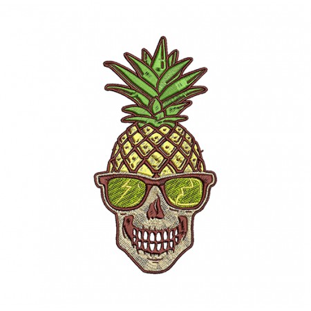 Skull Pineapple Embroidery With Sunglasses