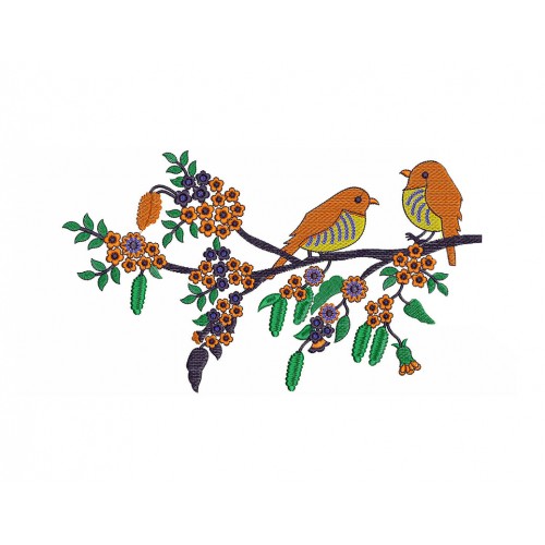 Spring Birds On Branch Embroidery