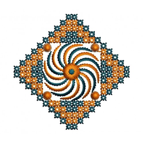 Square Style Cross Stitch Applique Embroidery Design 25055