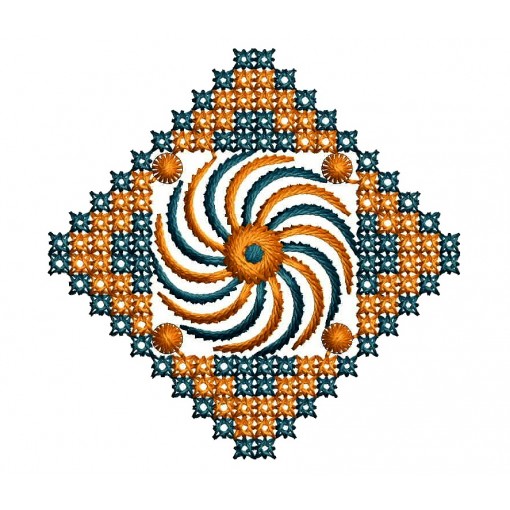 Square Style Cross Stitch Applique Embroidery Design 25055