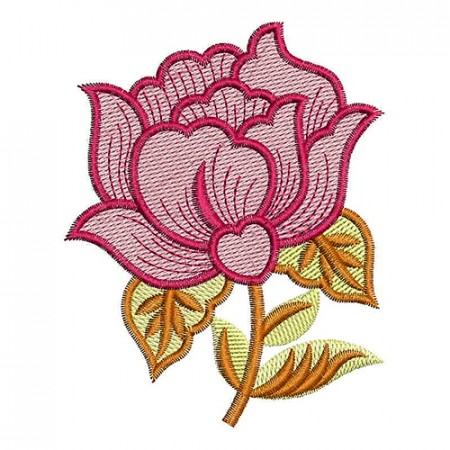 Stunning Pink Rose Embroidery Applique