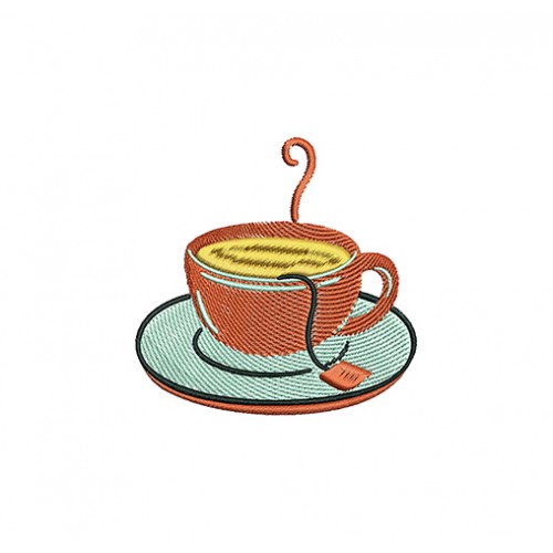 Tea Cup Embroidery Design