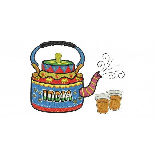 Tea Pot Embroidery Design