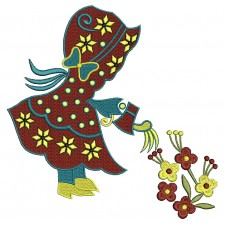 Tree Watering baby girl applique design 25096