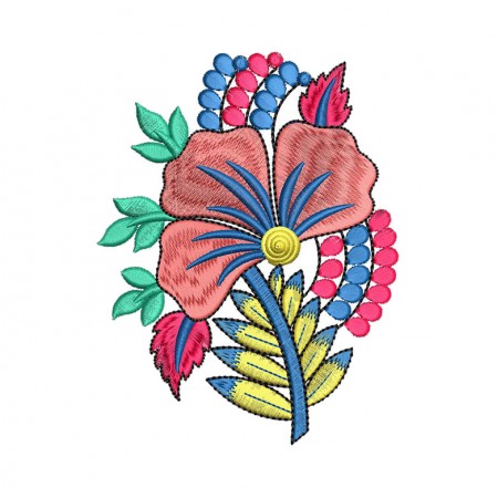 Tropical Flower Dupatta Applique Design