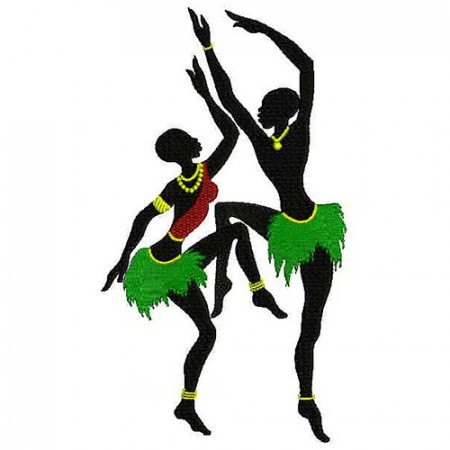 Two African Dancing Lady Applique Embroidery Design 24836