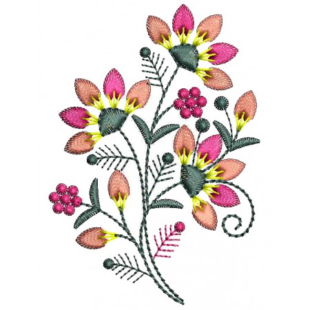Two Tone Floral Applique Embroidery Design 25962