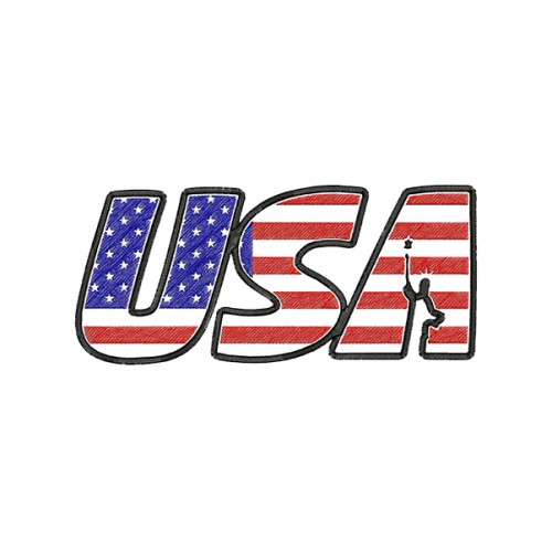 USA Letter Flag T Shirt Embroidery Design