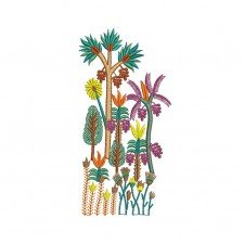  Vibrant Mini Tropical Forest Embroidery Design (8 Colors, 19.5cm x 9.6cm)