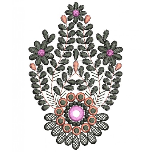 Vintage Floral Embroidery Design 25036