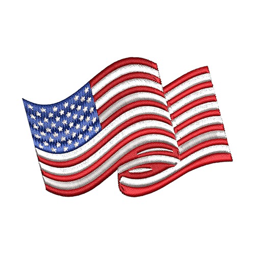 Wavy American Flag Embroidery Design