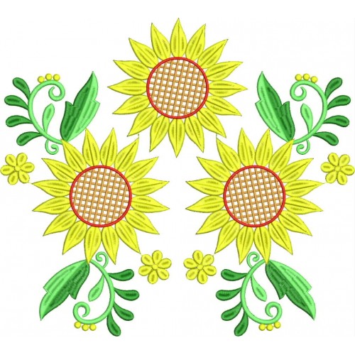 Yellow Aesthetic Sunflower Patch Embroidery Design 24848