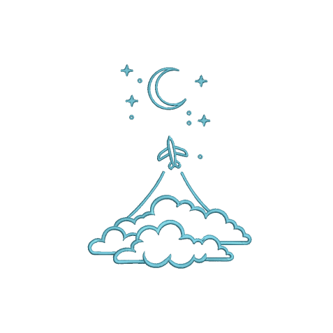 4.8" X 3.9" - Airplane Takeoff Night Sky for Beanie Embroidery Design