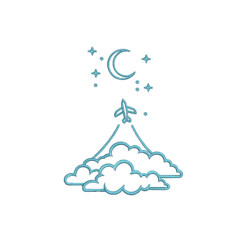 8.8" X 7" - Airplane Takeoff Night Sky for Zipper Bag Embroidery Design
