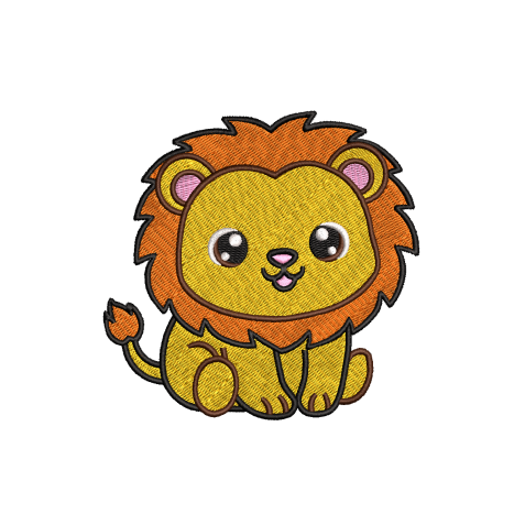 3.7" X 3.8" - Baby Lion Sitting Children’s Backpacks Embroidery Design