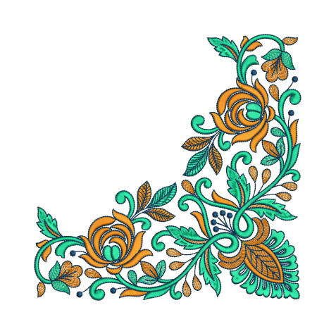 Blomme Flower Corner Embroidery