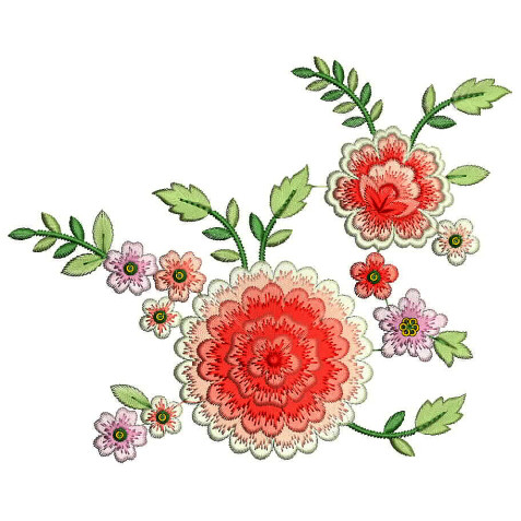Calendula Style Flat With Sequins Applique Embroidery 24932