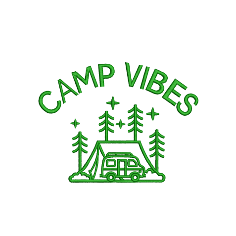 5.9" X 7.9" - Camp Vibes Text for Pullover Hoodie Embroidery Design