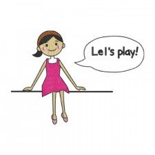 Cheerful Cartoon Girl Embroidery Design Cheerful Cartoon Girl Embroidery Design