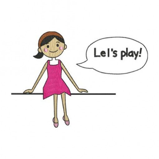 Cheerful Cartoon Girl Embroidery Design Cheerful Cartoon Girl Embroidery Design