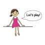 Cheerful Cartoon Girl Embroidery Design