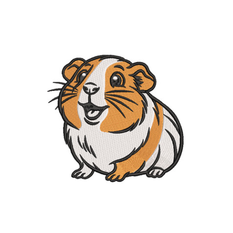 Cheerful Cartoon Guinea Pig Embroidery Design
