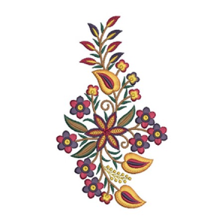 Colorful Floral Embroidery Applique Design