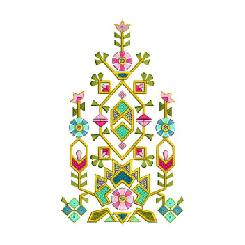 Colorful Thread Phulkhari Sequins Embroidery Pattern 24982