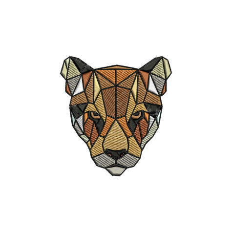 Cougar Geometric Head Embroidery Design