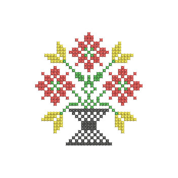 Cross Stitch Flower Pot Embroidery