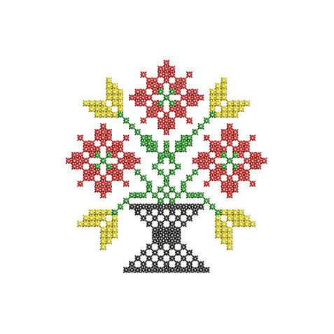 Cross Stitch Flower Pot Embroidery