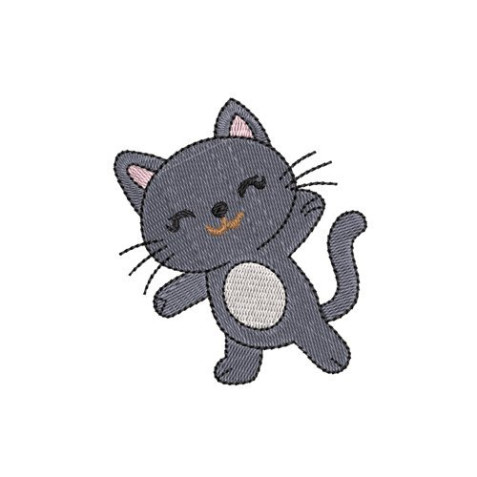Dabbing Grey Cat Machine Embroidery Design