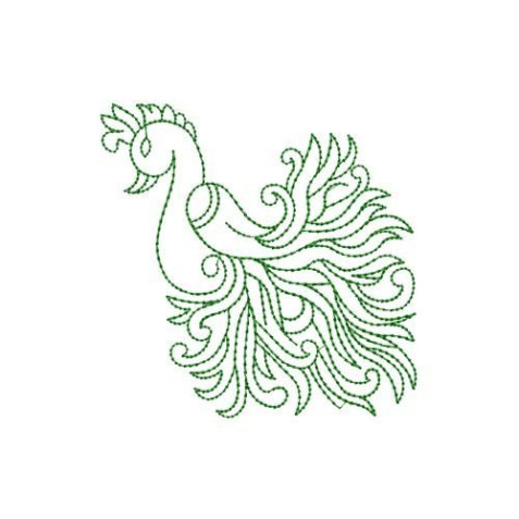 Elegant Peacock Flourish Embroidery Design