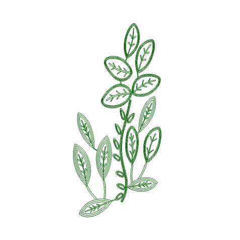 Delicate Botanical Leaf Embroidery Design