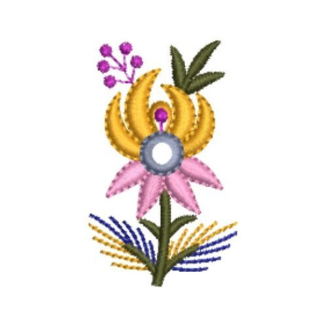 Delicate Jacobean Floral Embroidery Design