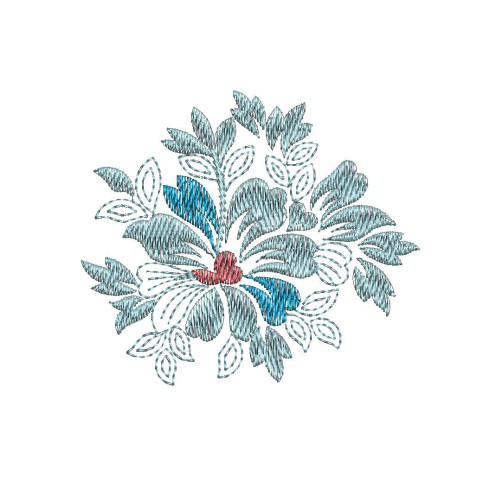 Delicate Tri-Color Floral Butti Embroidery Design