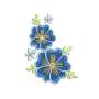 Denim Blue Corner Wildflower Embroidery Design