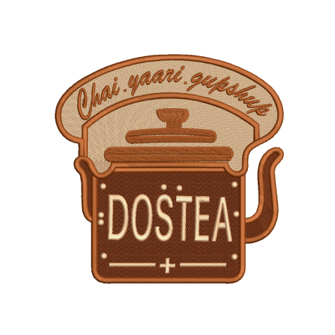 Dostea Chai Yaari Gupshup Teapot Embroidery Design