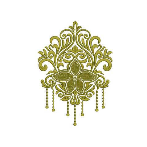 Elegant Damask Allover Embroidery Design (Single Color, 33cm x 23.6cm)