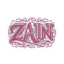 Bold "Zain" Letter Embroidery Design (Large, Single Color, 16.9cm x 26.8cm)